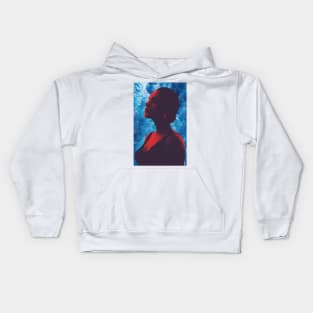 a red silhouette of a proud woman in the ocean Kids Hoodie